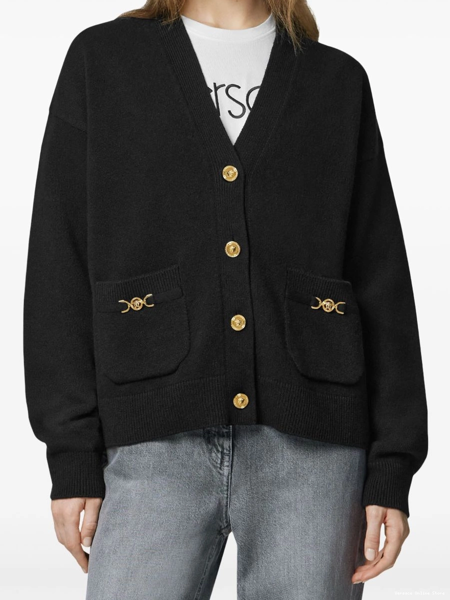 Affordable Versace cardigan Medusa-plaque V-neck Women 0707